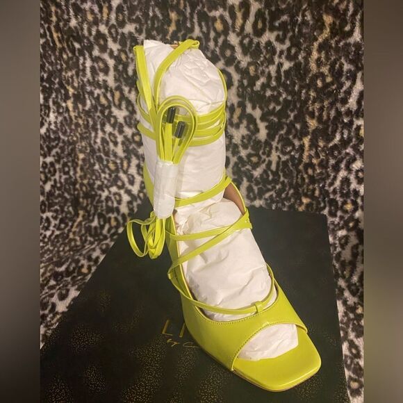 Lita by Ciara Solid Strappy Sandal In Acid Lime NWT - Picture 4 of 7